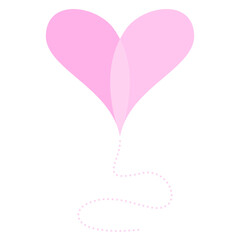 pink heart shape cartoon with dotted line
