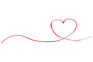 手書きのハートの赤線のイラスト素材　ベクター