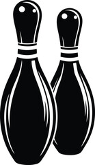 Plastic skittle of toy bowling isolated vector illustration, plastic skittle of toy bowling silhouette and line art vector