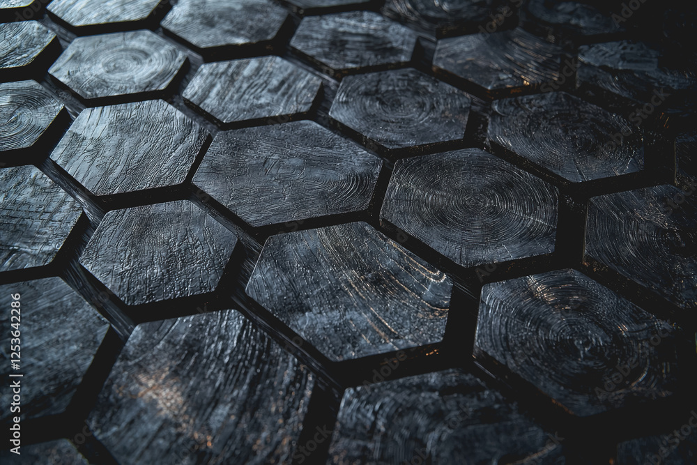 Poster close up of a wooden table surface featuring a unique natural pattern and texture