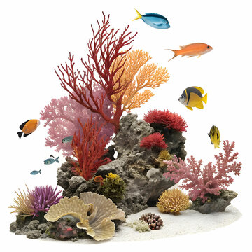 colorful coral reef scene with fish clip art preview