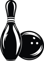 Plastic skittle of toy bowling isolated vector illustration, plastic skittle of toy bowling silhouette and line art vector