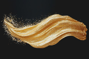 Gold liquid splash creating dynamic shapes on a black background for artistic and abstract designs