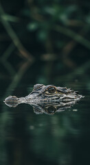 Fototapeta premium Alligator Eye: Stare of the Predator - Unveiling the Mysteries of the Deep in Nature's Raw Beauty