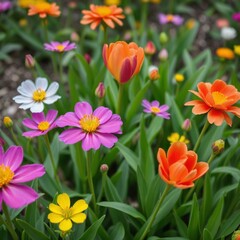 Obraz premium Vibrant Spring Blossoms Flourishing in a Lush Garden