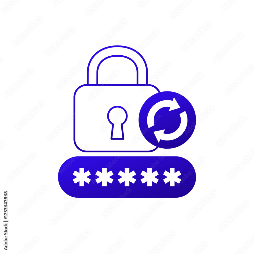 Poster password reset vector icon, change a password design