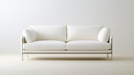 Modern White Sofa with Metal Frame