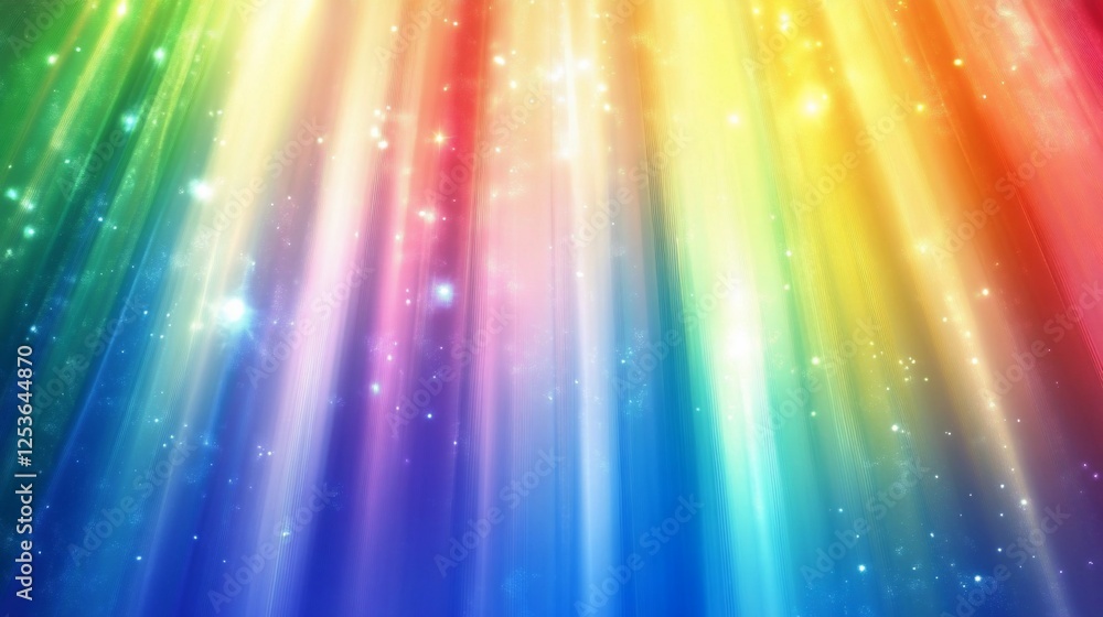 Poster rainbow spectrum background with light streaks and bokeh effect for artistic design
