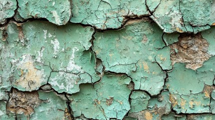 Obraz premium Cracked green paint on old wall, texture background, design element