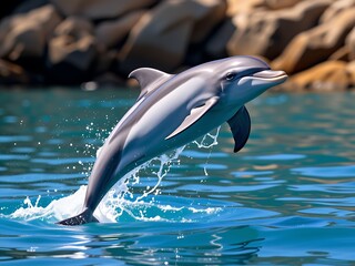 Majestic Dolphin Leaping Ocean Wildlife Marine Animal Aquatic Mammal Underwater Photography