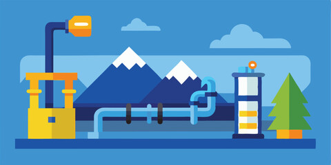 Naklejka premium Low Poly Petroleum Gas Pipeline – Petrochemical Finance and Ecology Concept Illustration
