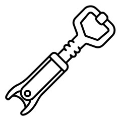 Wine Opener Icon in Vector Line Style