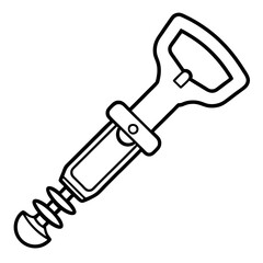 Wine Opener Icon in Vector Line Style