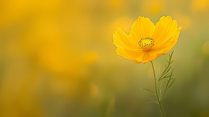 Vibrant yellow flower in bloom, a closeup with softly blurred background closeup