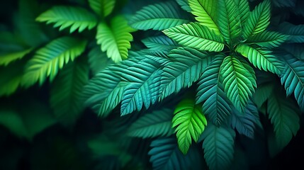 Lush Green Tropical Foliage Abundant Leaves Nature
