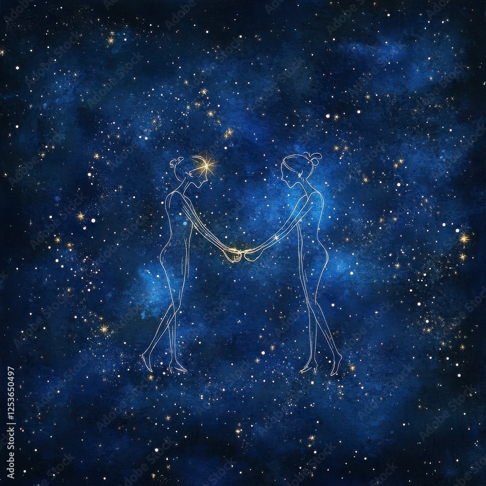 Poster abstract cosmic constellation design in deep space keywords and topics about space exploration and a