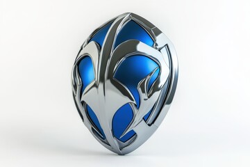3D insurance shield with blue and silver color on white background