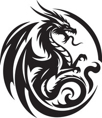 Mythical Dragon Vector - Sleek Silhouette for Modern Branding and Creative Projects