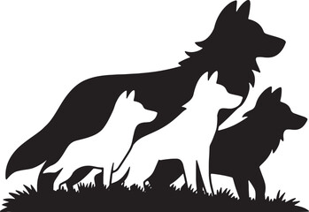 Wolf Silhouette on white background