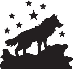 Wolf Silhouette on white background