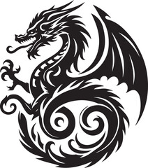 Fantasy Dragon Icon - Minimalist Vector Silhouette for Gaming and Pop Culture Themes