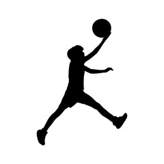 Little kid basketball player silhouette vector.