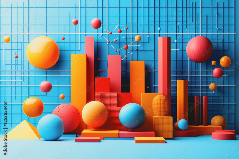 Poster colorful abstract background featuring various geometric shapes and patterns for creative use