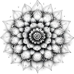 A clean, hand-drawn mandala with an uneven, organic sketch style.