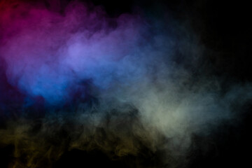 Blue and yellow steam on a black background.