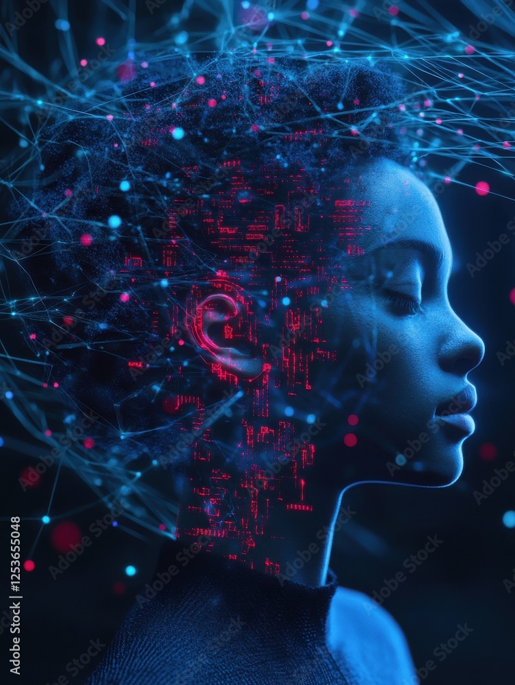 Poster circuit ai brain on digital connection background. artificial intelligence and innovate concept. 3d 