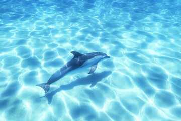 Obraz premium Dolphin Swimming Gracefully in Crystal Clear Tropical Waters