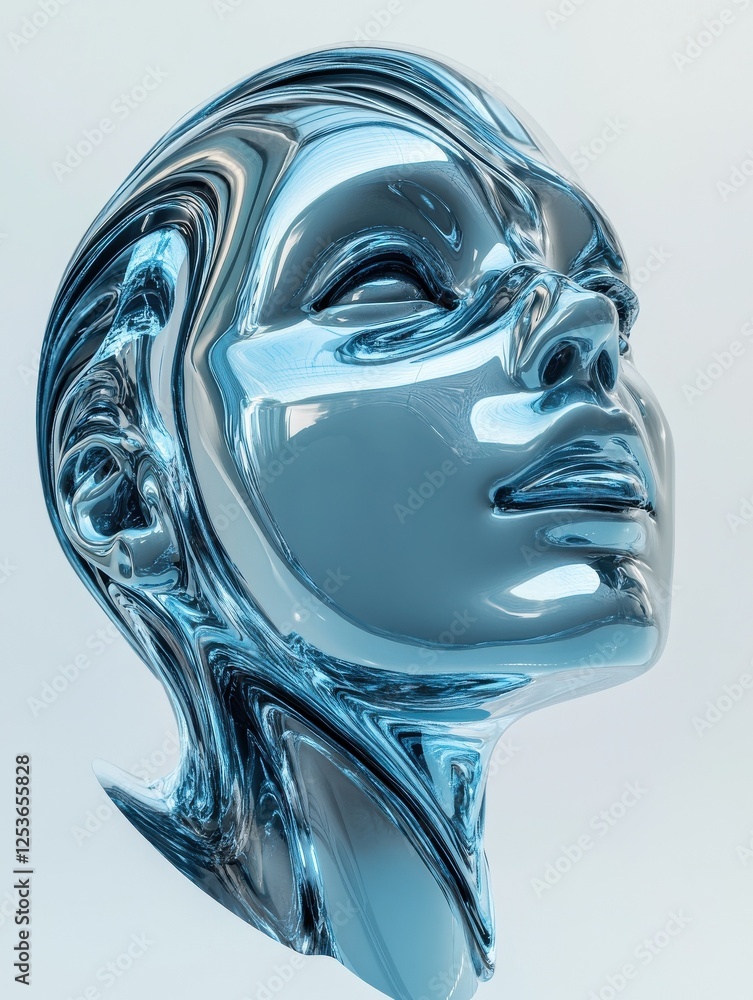 Aufkleber abstract blue digital head. artificial intelligence and science concept. 3d rendering.