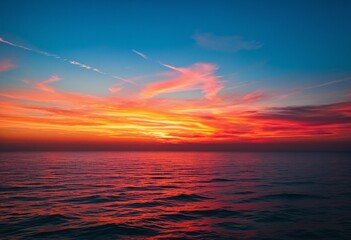 Fototapeta premium Stunning Summer Sunset Casting Warm Orange and Pink Reflections Over the Ocean Waves