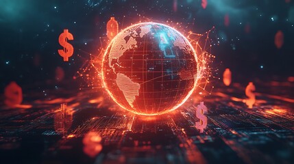 Digital Globe with Dollar Signs Representing Global Finance