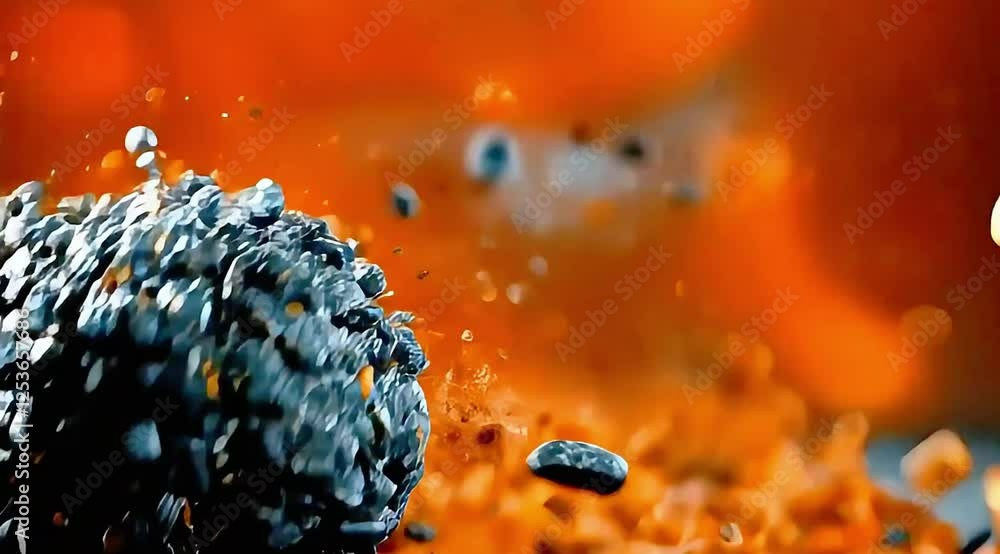 Poster Abstract explosion of colorful particles in dynamic motion effect
