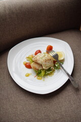 Gourmet Salmon Dish with Seafood and Vegetables