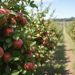 Obraz premium Harvesting Fresh Apples in a Picturesque Orchard on a Chilly Autumn Day