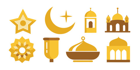 Ramadan Kareem Celebration Bundle – Golden Icon Set Illustrator  