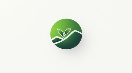 Abstract logo, green leaves, mountains, growth, environmental, nature, simple design, for branding