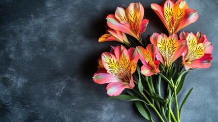 Vibrant Alstroemeria Bouquet on Dark Background