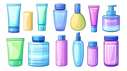 Variety of Cosmetics, Makeup, and Skincare Products Set for Beauty and Personal Care Concepts