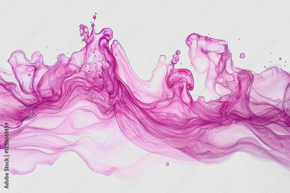 Aufkleber pink ink swirling and mixing in clear water creating abstract patterns and textures