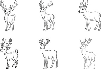 set of deer vector bundle , set of deer  shilahoutte on white background 