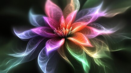 Luminous Rainbow Flower Abstract Art Design