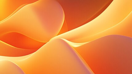 Abstract 3D waves in warm orange hues creating a soft flowing backdrop suitable for design projects