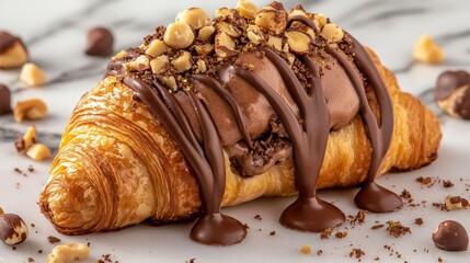 Indulge in a Nutella Stuffed Croissant with Hazelnut Gelato A Dessert Combination Delight