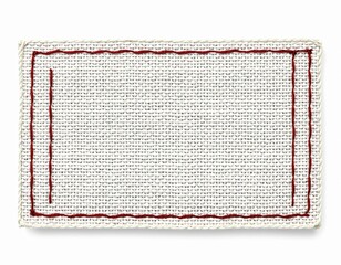 Eco-Friendly Rectangular Fabric Label with Stitched Border for Minimalist Branding and Garment Identification, Isolated on Transparent Background