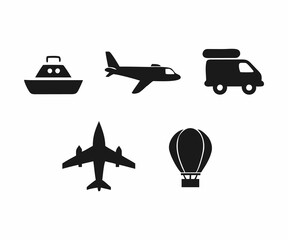 Simple Black and White Transportation Icons