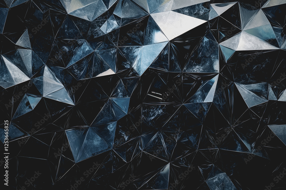 Poster black and white geometric background featuring a pattern of numerous triangles arranged in various o