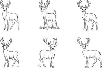set of deer vector bundle , set of deer  shilahoutte on white background 
